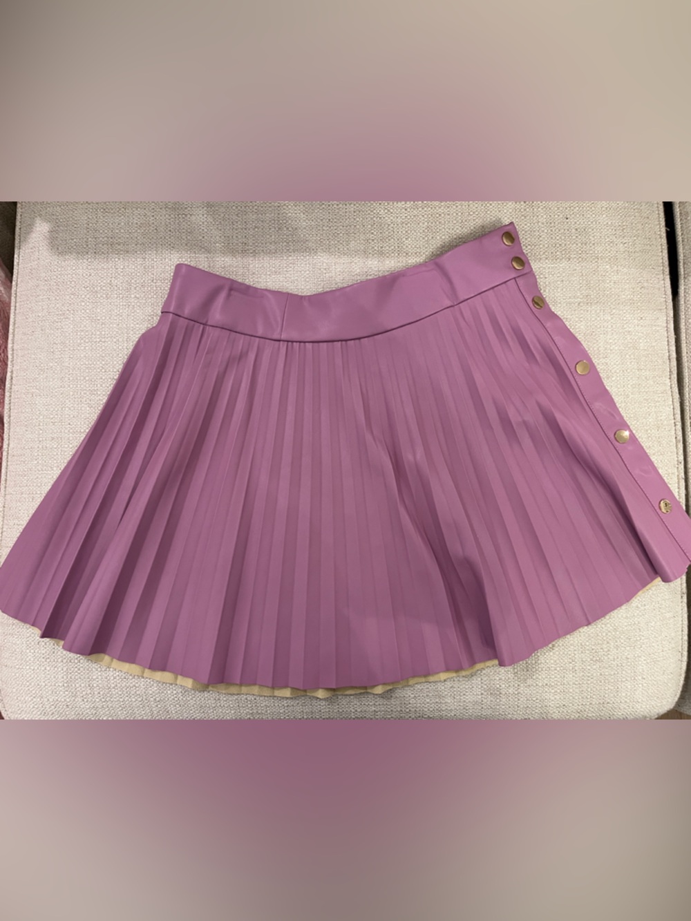 Zara Lavender Pleated Mini Skirt with Side Snap Buttons
